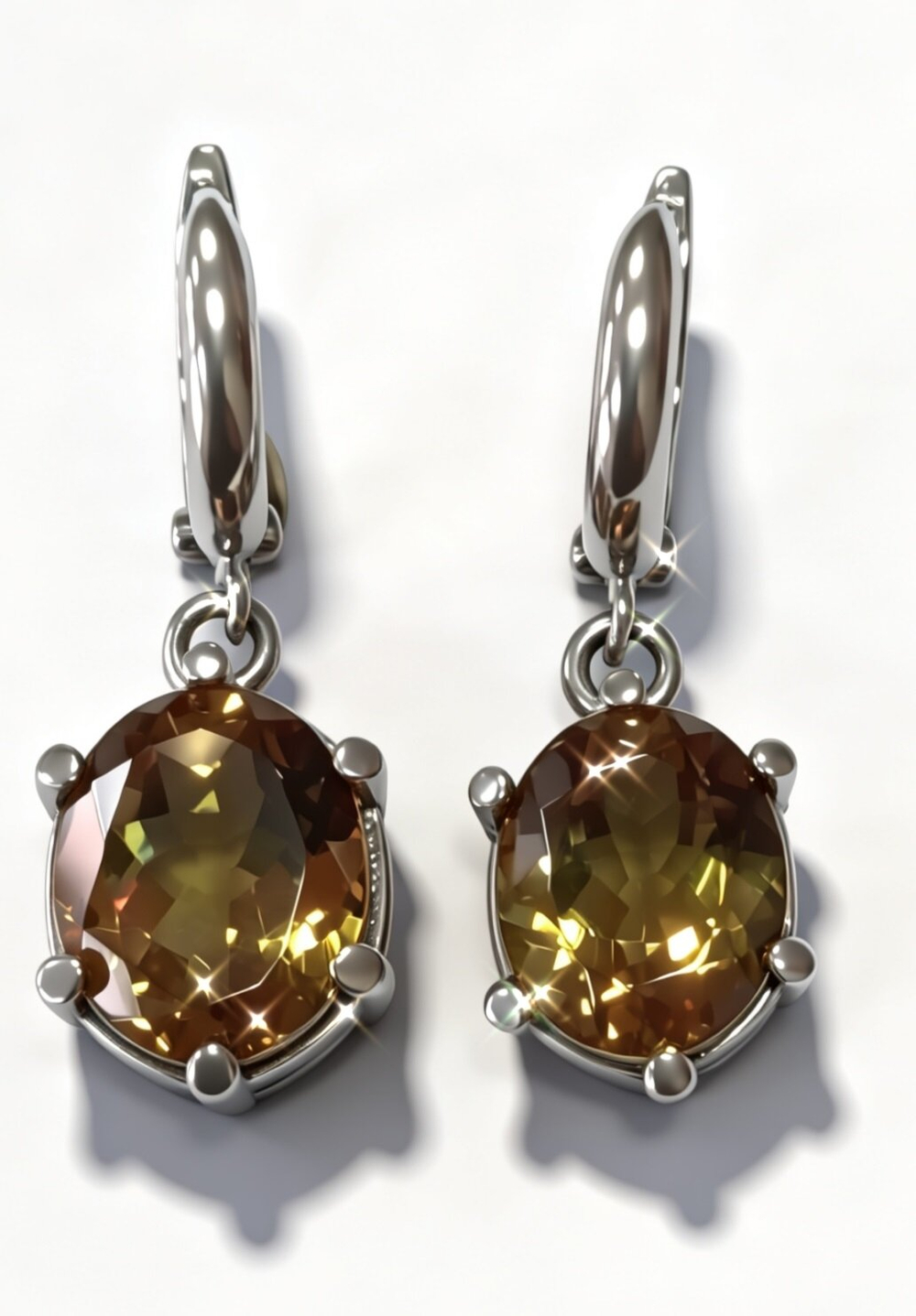 Ювелирные серьги из серебра 925 пробы,вставка султанит