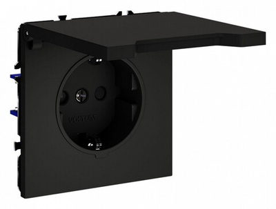 Розетка с заземлением и со шторкой, без рамки с крышкой Voltum S70 VLS040308