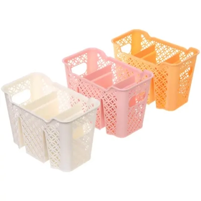 Подставка для столовых приборов пластиковая «Колечки» 3отделения, 19*11*12,5см, микс цветов