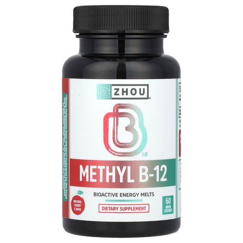 Zhou Nutrition, Methyl B-12, натуральная вишня, 5000 мкг, 60 микроладсов