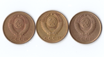 Комплект монет(3шт.) 3 коп, 1986,87,91г,  XF-AU