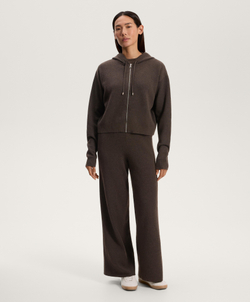 Oysho Вязаная куртка с капюшоном, коричневый