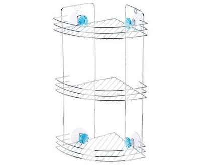 Полка для ванной угловая 2-х ярусная на присосках бриллиант 19*19*29 см Рыжий Кот