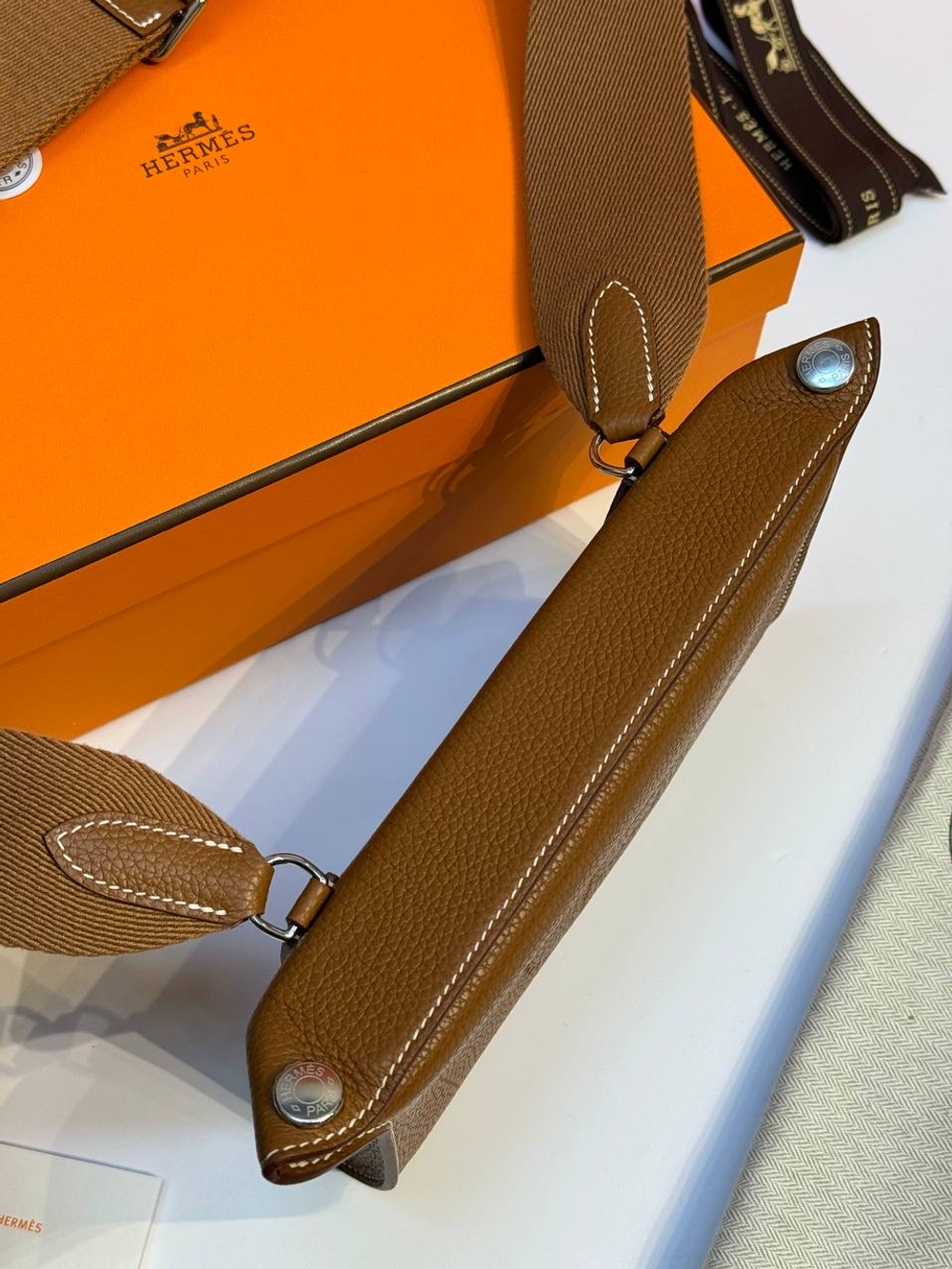 Коричневая мужская сумка Hermes Videpoches