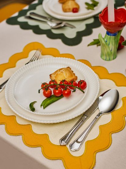 Салфетка под приборы с контрастным кантом горчичного цвета из коллекции trendy ruffles, 35х45 см