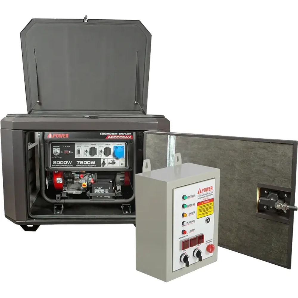 A-iPower A8000EAX бензиновый генератор в кожухе 1200 RAL 8019 с блоком АВР 400В/25А (8 pin) New УТ-11180719/29109