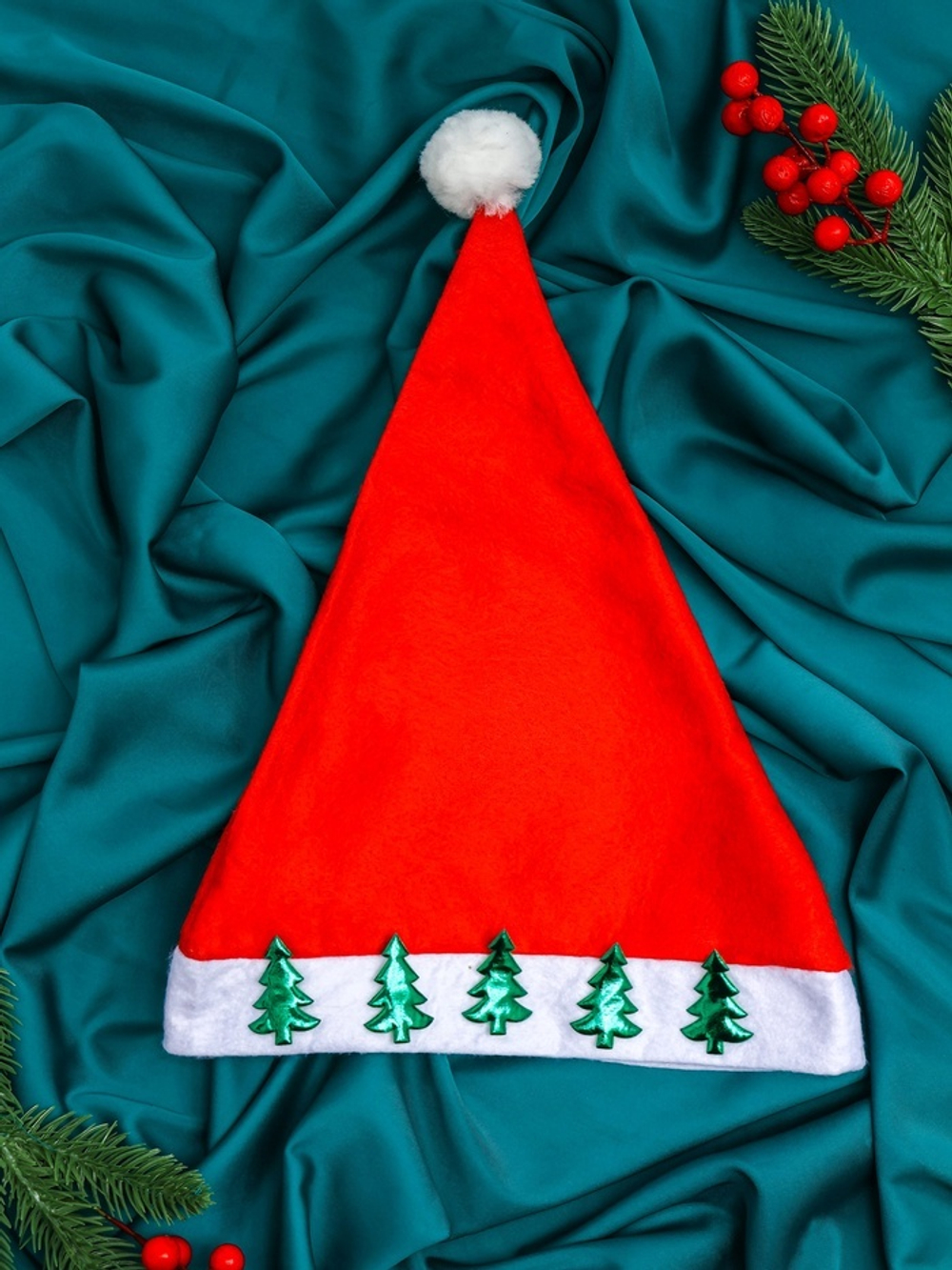 Колпак новогодний «Ёлка» с наклейкой, красный