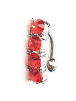 Серьги для пирсинга пупка "Тропа" красный кристалл. Медицинская сталь