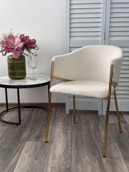 Стул DILL MOMO-01 молочный, велюр "беспальчиковый"/ золотой каркас