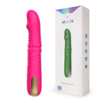 Розовый вибратор с возвратно-поступательными движениями и вращением бусин - 22,3 см. (Цвет: розовый)