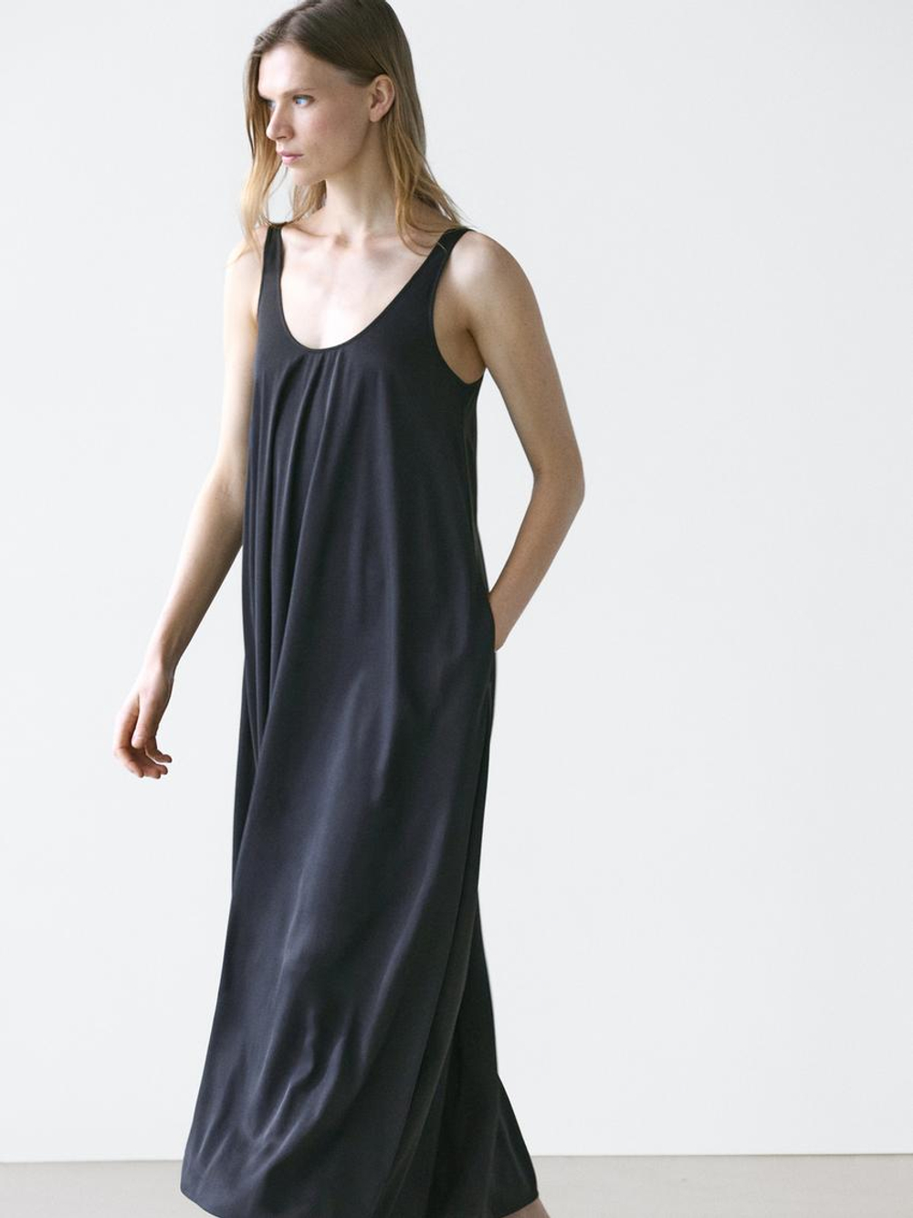Massimo Dutti Платье на тонких бретелях, синий