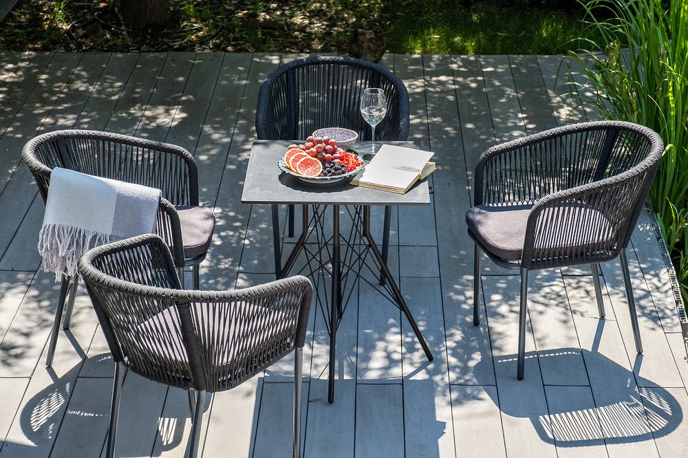 "Конте" интерьерный стол из HPL 63x63см, цвет "серый гранит"