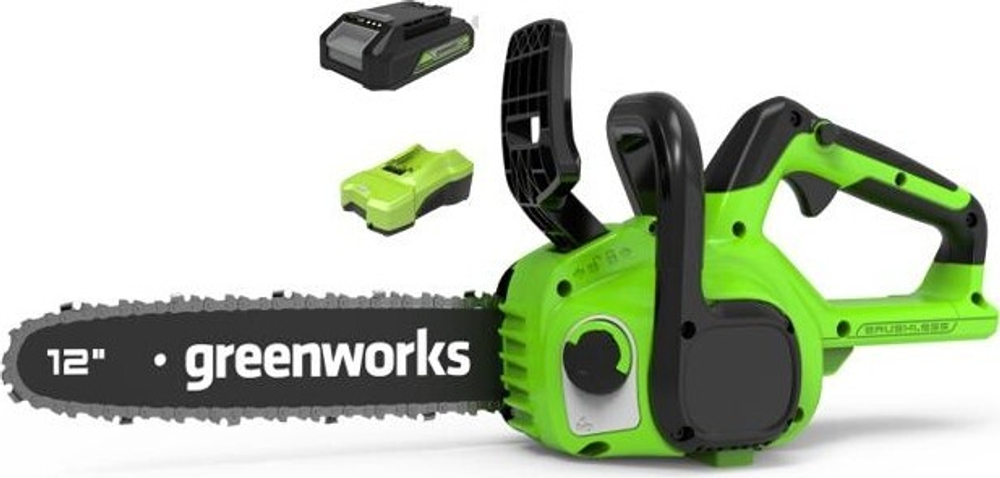 Пила цепная аккумуляторная GREENWORKS GD24CS30K2 24V 2007007UA