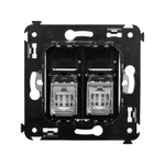 Компьютерная розетка RJ-45 в стену, кат.5e двойная экранированная,"Avanti", "Черный квадрат"