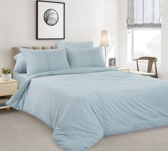 Двуспальный комплект постельного белья Васильковый трикотаж