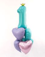 Шар (32''/81 см) Цифра, 1 Золотая корона, Аквамарин, 1 шт. в уп.