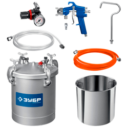 ЗУБР KNB-10, 10 л, красконагнетательный бак с краскораспылителем, Профессионал (06464)