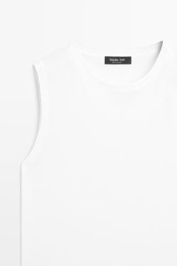 Massimo Dutti Топ без рукавов из 100% хлопка, белый