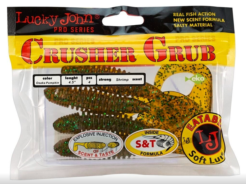 Силиконовая приманка LJ Pro Series CRUSHER GRUB 3.9in 10см #PA19 Osaka Pumpkin