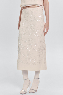 Юбка из твида с бисером и пайетками
