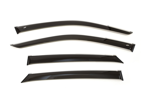 Дефлекторы боковых окон Cobra Tuning на Geely Tugella 2020 широкие хромированный молдинг арт.GE11220CR