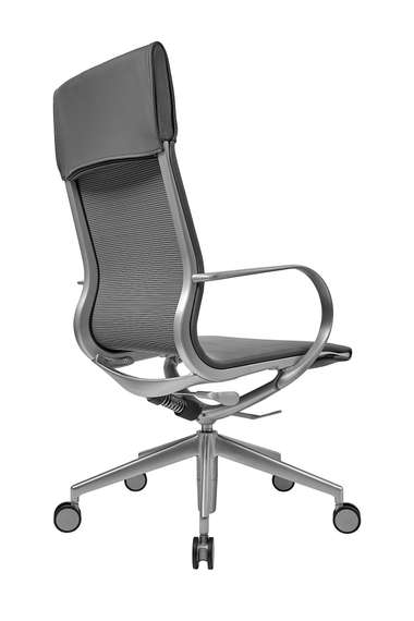 Кресло Mercury HB серая кожа, матовый алюминий