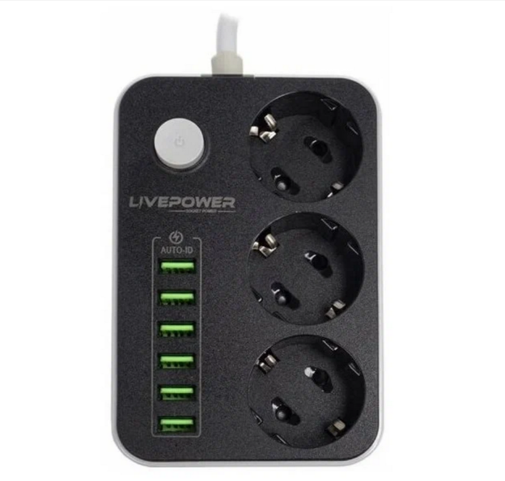 Фильтр сетевой на 3розетки+6USB Live Power LP3631