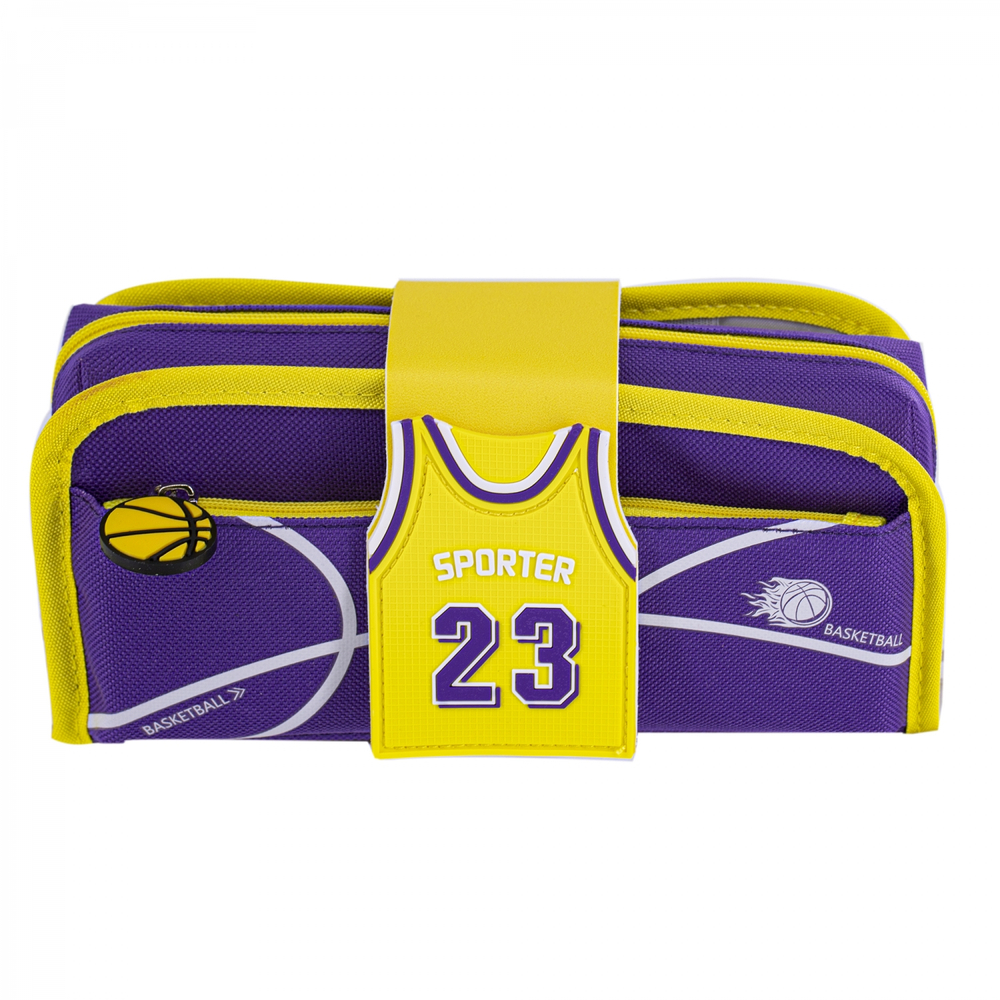 Пенал - косметичка Alingar, ПВХ, молния, боковой карман, съёмная косметичка, липучка,195 х 80 мм, "Sporter 23", микс (син/оранж, фиол/желт, черн/крас)