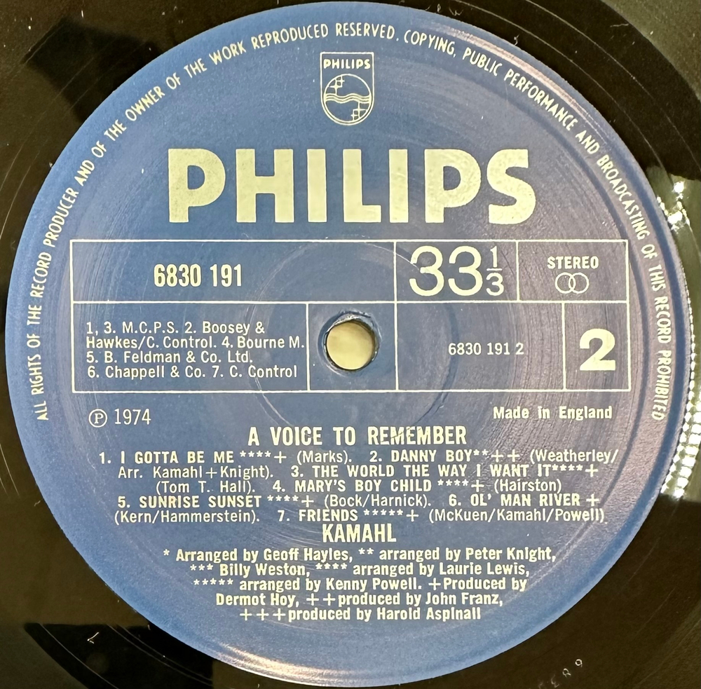 Kamahl - A Voice To Remember (Англия 1974г.)