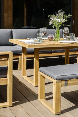 Мебель садовая для лаунж зоны из акации BOOKA с обеденным столом
