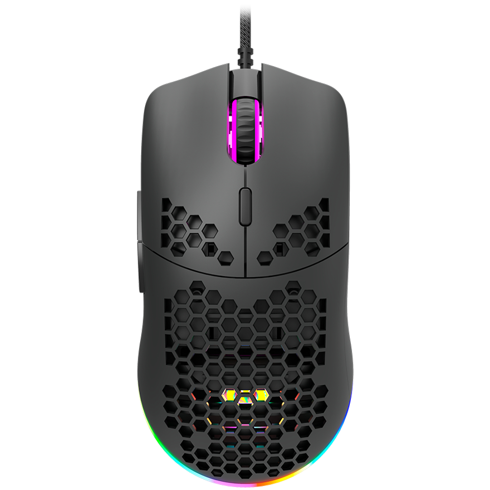 CANYON Puncher GM-11, Gaming Mouse with 7 programmable buttons, Pixart 3519 optical sensor, 4 levels of DPI and up to 4200, 5 million times key life, 1.65m Ultraweave cable, UPE feet and colorful RGB lights, Black, size:128.5x67x37.5mm, 105g