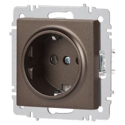 Розетка Intro Accent 6-202-08 2P+E Schuko 16А-250В IP20 СУ AL/CU бронза | Intro