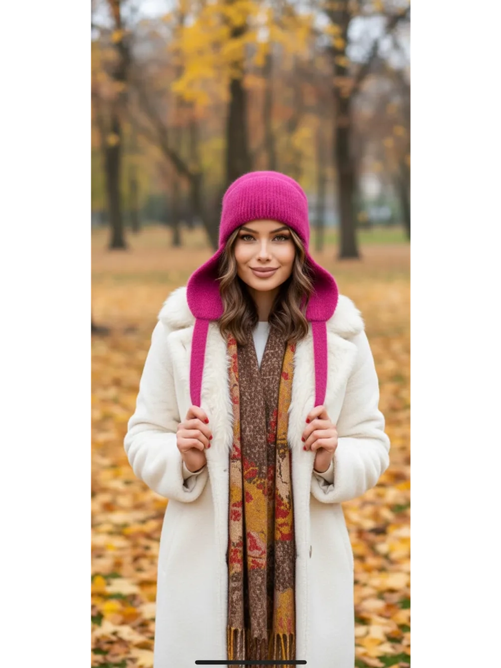 шапка ушанка осенняя-зимняя вязаная с ушками