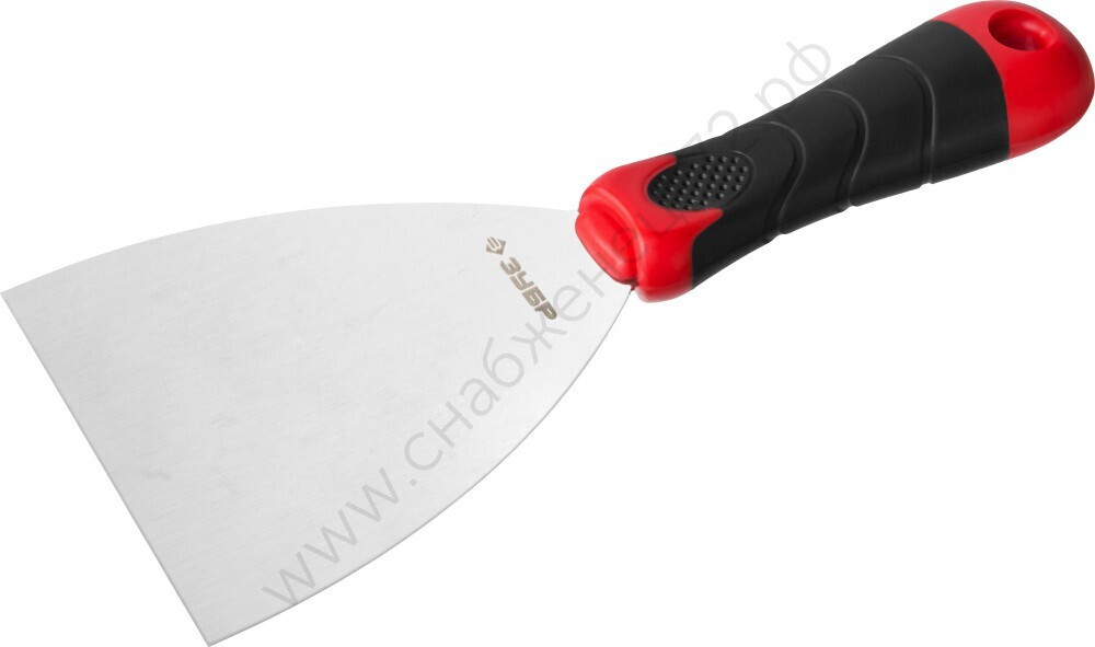 ЗУБР 100 мм, профилированное полотно двухкомпонентная ручка, нержавеющий, Шпатель, МАСТЕР (10072-10)