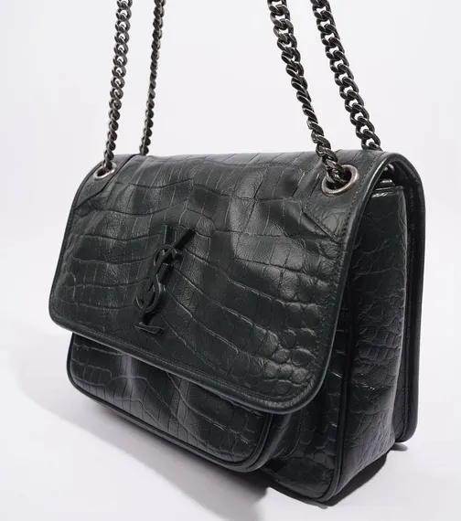 Кожаная сумка через плечо Saint Laurent Niki embossed с крокодиловым тиснением