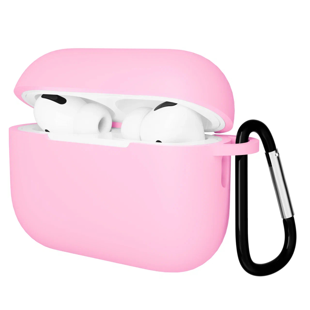 Чехол для Airpods Pro 2 Gurdini прорезиненный soft touch c карабином Розовый