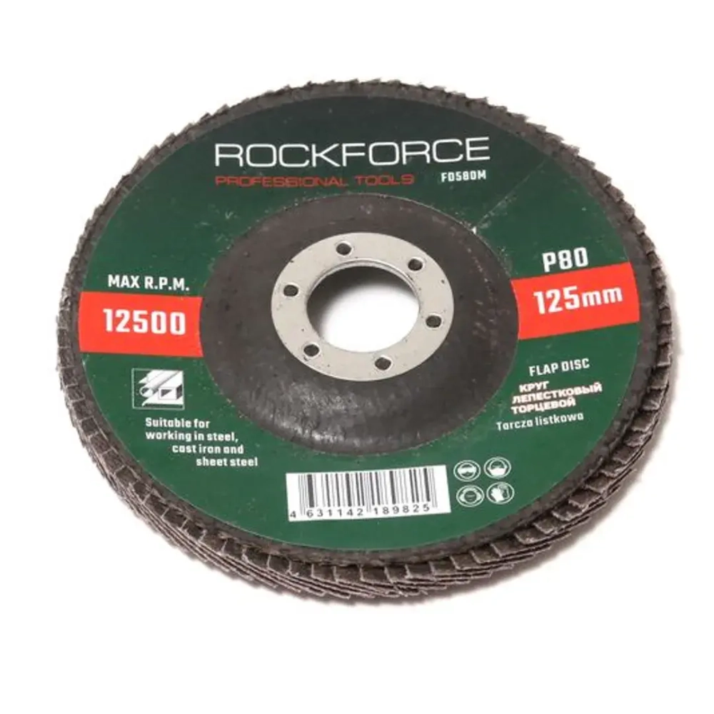 Круг лепестковый торцевой 115х22мм P120 RockForce##Rock FORCE RF-FD4120M