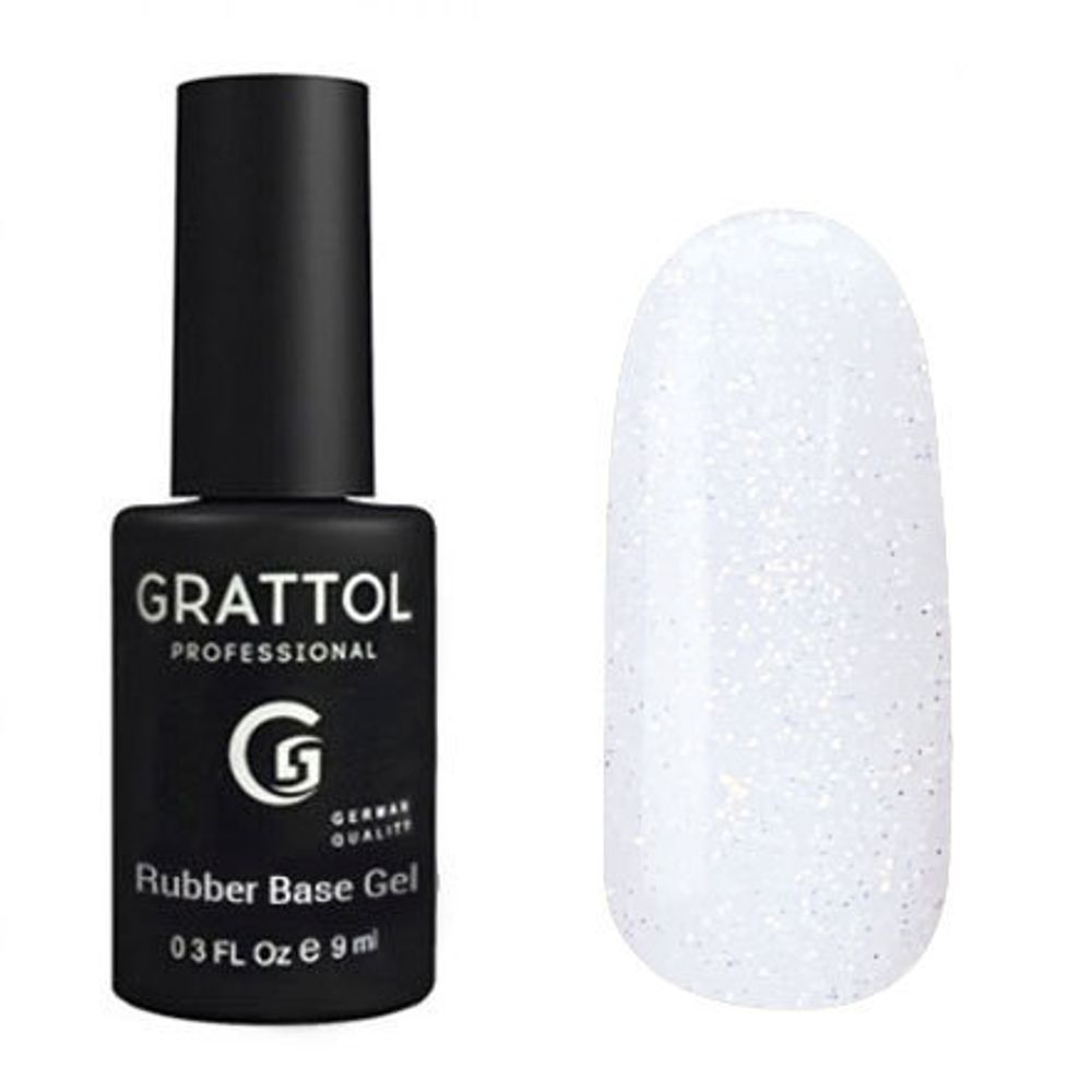 Grattol Rubber Base Glitter №2, 9мл