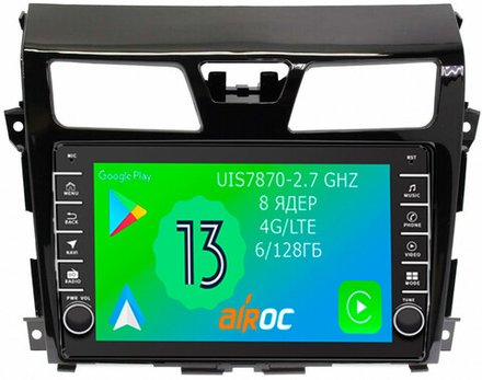 Магнитола для Nissan Teana 2014-2016 (L33) (без поддержки 360 и нави) - Airoc AB-1203 (кнопки и крутилки), Android 13, TS20, 6/128Гб, SIM-слот, CarPlay