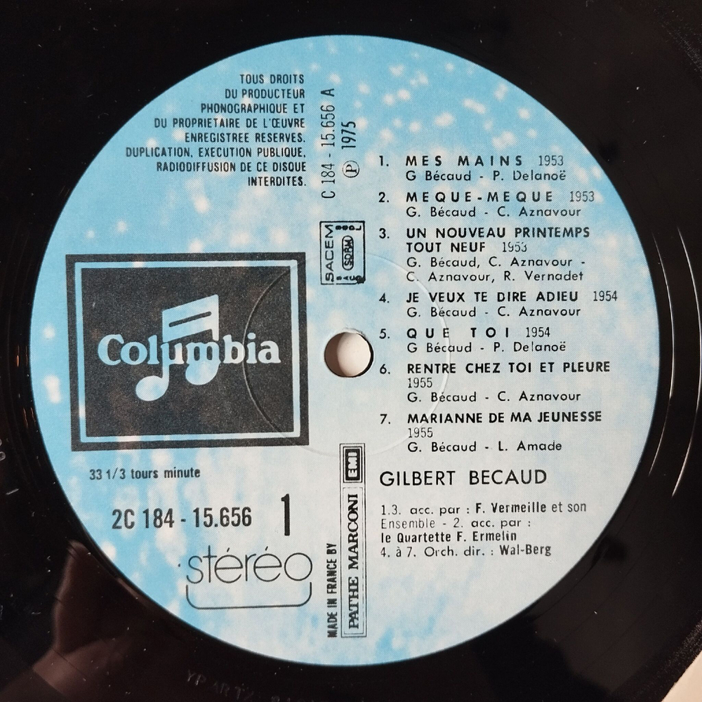 Винтажная виниловая пластинка LP Gilbert Becaud Жильбер Беко (France 1975)