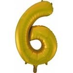 Шар (34"/86 см) Цифра, 6, Золото