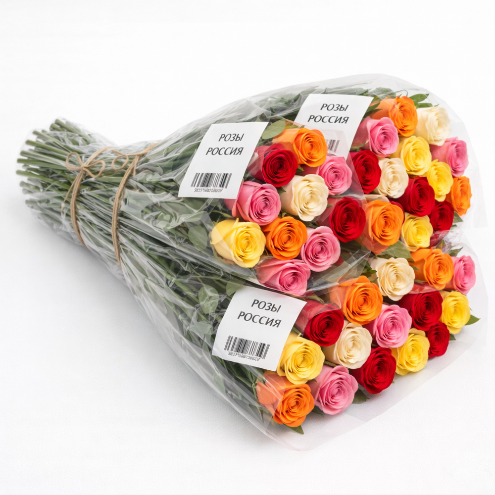 60 роз в пачке от производителя, микс