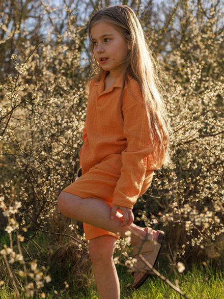 Шорты удлиненные Mjölk Горчичный желтый, из муслина