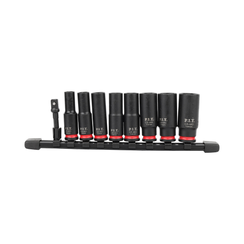 Набор головок торцевых ударных P.I.T. ADVANCE HSTL02-0009 (9шт, 3/8", HEX 8-19мм, 78мм, 42CrMo)
