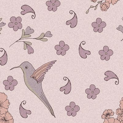 Humming birds and cherry blossoms