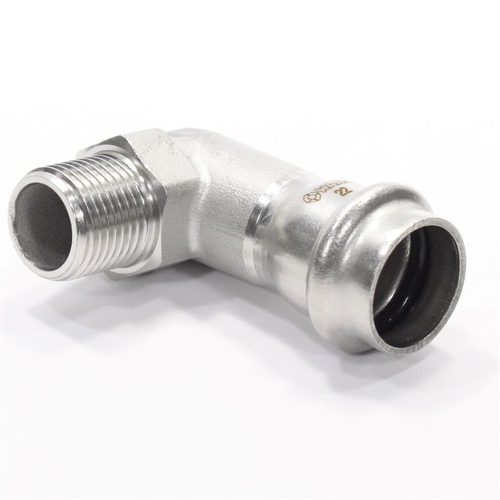 Отвод 90° 22-1/2", WAAG Heavy Inox, пресс-резьба, нар., сталь нержавеющая