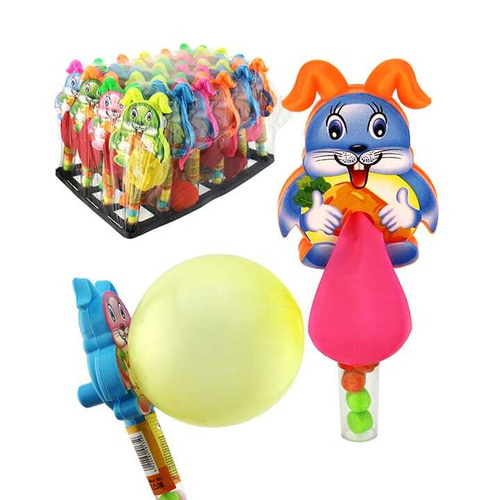 Игрушка с драже"Зайчик с шариком" 12*30 2гр