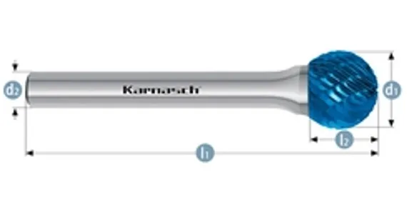 Борфреза твердосплавная Karnasch форма K (зенкер 90°), 3х3х3х38 мм, универсальная насечка HP-3, покрытие Blue-Tec, арт. 11.5111-005