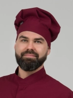 Колпак повара кондитера бордовый "Вишня"