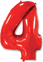 Шар (40"/102 см) Цифра, 4, Красный, в упаковке